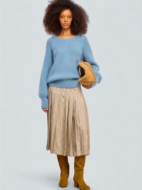 Semicouture Light Blue Angora Long Sleeve Tie Back Detail Sweater size L